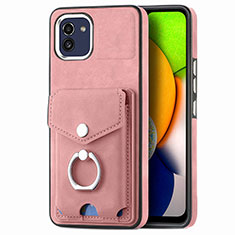 Soft Silicone Gel Leather Snap On Case Cover SD2 for Samsung Galaxy A03 Rose Gold