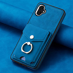 Soft Silicone Gel Leather Snap On Case Cover SD2 for Samsung Galaxy A04 4G Blue