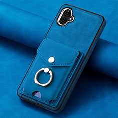 Soft Silicone Gel Leather Snap On Case Cover SD2 for Samsung Galaxy A04E Blue