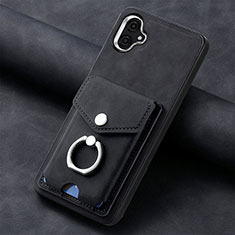 Soft Silicone Gel Leather Snap On Case Cover SD2 for Samsung Galaxy M04 Black