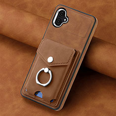 Soft Silicone Gel Leather Snap On Case Cover SD2 for Samsung Galaxy M04 Brown