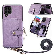 Soft Silicone Gel Leather Snap On Case Cover SD2 for Samsung Galaxy M12 Clove Purple