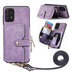 Soft Silicone Gel Leather Snap On Case Cover SD2 for Samsung Galaxy M32 5G Clove Purple