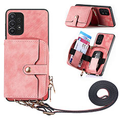 Soft Silicone Gel Leather Snap On Case Cover SD2 for Samsung Galaxy M32 5G Pink