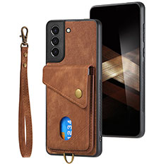 Soft Silicone Gel Leather Snap On Case Cover SD2 for Samsung Galaxy S24 Plus 5G Brown