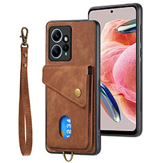 Soft Silicone Gel Leather Snap On Case Cover SD2 for Xiaomi Redmi Note 12 4G Brown