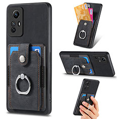 Soft Silicone Gel Leather Snap On Case Cover SD2 for Xiaomi Redmi Note 12S Black