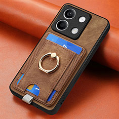 Soft Silicone Gel Leather Snap On Case Cover SD2 for Xiaomi Redmi Note 13 5G Brown