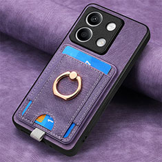 Soft Silicone Gel Leather Snap On Case Cover SD2 for Xiaomi Redmi Note 13 5G Clove Purple