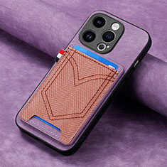 Soft Silicone Gel Leather Snap On Case Cover SD3 for Apple iPhone 16 Pro Max Clove Purple