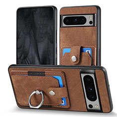 Soft Silicone Gel Leather Snap On Case Cover SD3 for Google Pixel 8 Pro 5G Brown