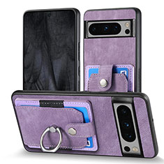 Soft Silicone Gel Leather Snap On Case Cover SD3 for Google Pixel 8 Pro 5G Purple