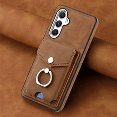 Soft Silicone Gel Leather Snap On Case Cover SD3 for Samsung Galaxy A14 4G Brown