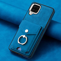 Soft Silicone Gel Leather Snap On Case Cover SD3 for Samsung Galaxy A22 4G Blue