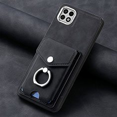 Soft Silicone Gel Leather Snap On Case Cover SD3 for Samsung Galaxy A22 5G Black