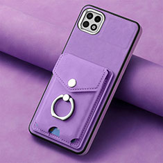 Soft Silicone Gel Leather Snap On Case Cover SD3 for Samsung Galaxy A22 5G Purple