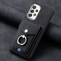 Soft Silicone Gel Leather Snap On Case Cover SD3 for Samsung Galaxy A23 4G Black