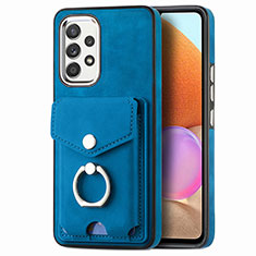 Soft Silicone Gel Leather Snap On Case Cover SD3 for Samsung Galaxy A32 4G Blue