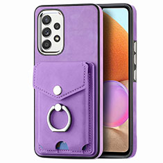 Soft Silicone Gel Leather Snap On Case Cover SD3 for Samsung Galaxy A32 4G Purple