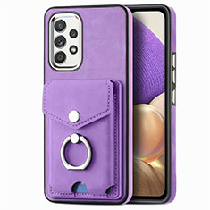 Soft Silicone Gel Leather Snap On Case Cover SD3 for Samsung Galaxy A32 5G Purple