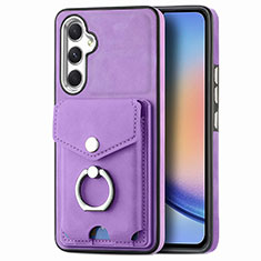 Soft Silicone Gel Leather Snap On Case Cover SD3 for Samsung Galaxy A34 5G Clove Purple