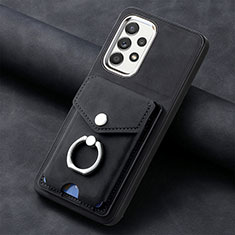 Soft Silicone Gel Leather Snap On Case Cover SD3 for Samsung Galaxy A52 4G Black