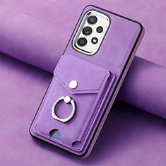 Soft Silicone Gel Leather Snap On Case Cover SD3 for Samsung Galaxy A52 4G Purple