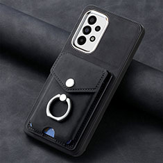 Soft Silicone Gel Leather Snap On Case Cover SD3 for Samsung Galaxy A73 5G Black