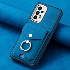 Soft Silicone Gel Leather Snap On Case Cover SD3 for Samsung Galaxy A73 5G Blue