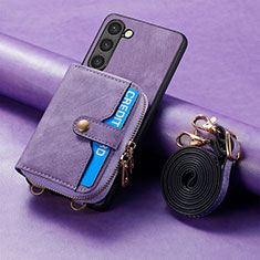 Soft Silicone Gel Leather Snap On Case Cover SD3 for Samsung Galaxy S22 Plus 5G Clove Purple