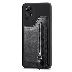 Soft Silicone Gel Leather Snap On Case Cover SD3 for Xiaomi Redmi Note 12S Black