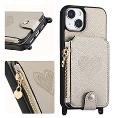 Soft Silicone Gel Leather Snap On Case Cover SD4 for Apple iPhone 14 Plus Gray