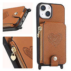 Soft Silicone Gel Leather Snap On Case Cover SD4 for Apple iPhone 15 Plus Brown