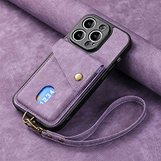 Soft Silicone Gel Leather Snap On Case Cover SD4 for Apple iPhone 16 Pro Max Clove Purple