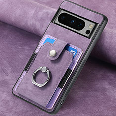 Soft Silicone Gel Leather Snap On Case Cover SD4 for Google Pixel 8 Pro 5G Purple