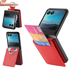 Soft Silicone Gel Leather Snap On Case Cover SD4 for Motorola Moto Razr 40 Ultra 5G Red