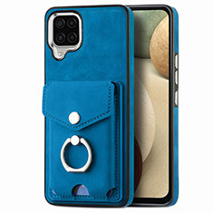 Soft Silicone Gel Leather Snap On Case Cover SD4 for Samsung Galaxy A12 5G Blue