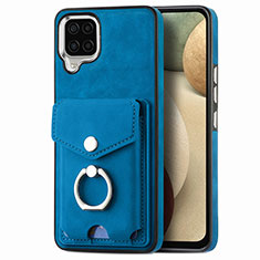 Soft Silicone Gel Leather Snap On Case Cover SD4 for Samsung Galaxy A12 Nacho Blue