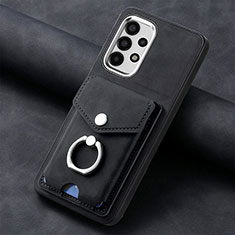 Soft Silicone Gel Leather Snap On Case Cover SD4 for Samsung Galaxy A13 4G Black