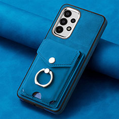 Soft Silicone Gel Leather Snap On Case Cover SD4 for Samsung Galaxy A13 4G Blue