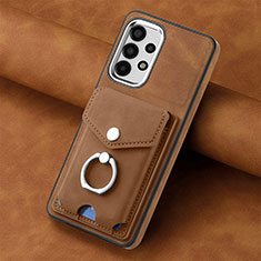 Soft Silicone Gel Leather Snap On Case Cover SD4 for Samsung Galaxy A13 4G Brown