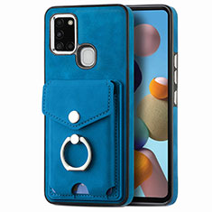 Soft Silicone Gel Leather Snap On Case Cover SD4 for Samsung Galaxy A21s Blue