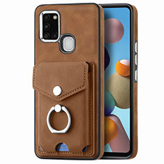 Soft Silicone Gel Leather Snap On Case Cover SD4 for Samsung Galaxy A21s Brown