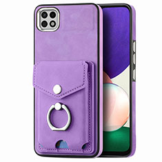 Soft Silicone Gel Leather Snap On Case Cover SD4 for Samsung Galaxy A22 5G Purple
