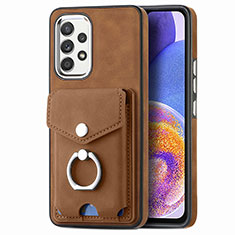 Soft Silicone Gel Leather Snap On Case Cover SD4 for Samsung Galaxy A23 4G Brown