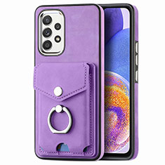 Soft Silicone Gel Leather Snap On Case Cover SD4 for Samsung Galaxy A23 5G Purple