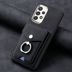 Soft Silicone Gel Leather Snap On Case Cover SD4 for Samsung Galaxy A32 5G Black