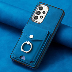 Soft Silicone Gel Leather Snap On Case Cover SD4 for Samsung Galaxy A32 5G Blue