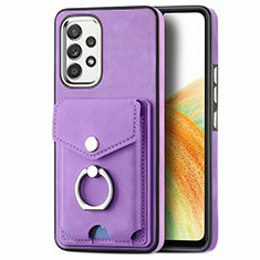 Soft Silicone Gel Leather Snap On Case Cover SD4 for Samsung Galaxy A33 5G Purple