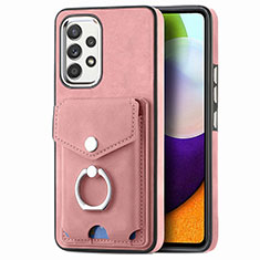 Soft Silicone Gel Leather Snap On Case Cover SD4 for Samsung Galaxy A52 4G Pink